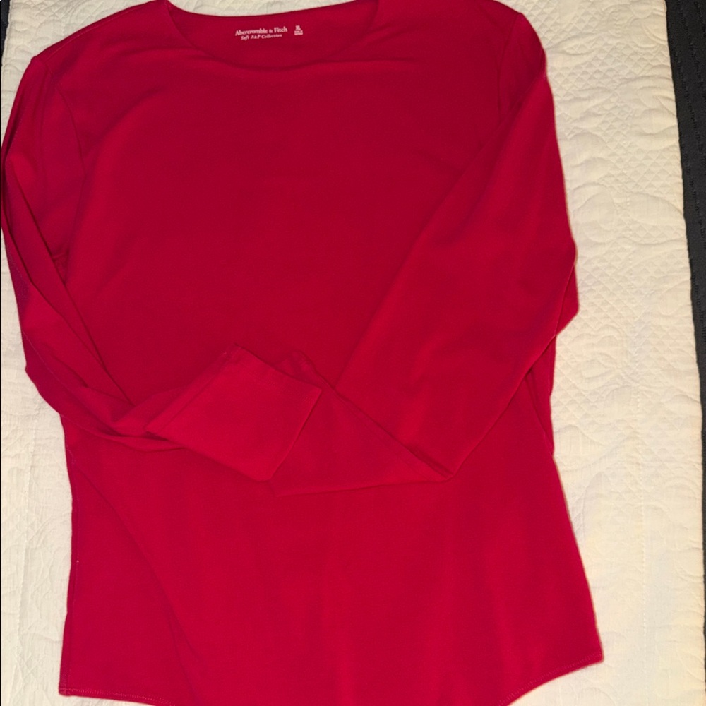 Abercrombie & Fitch Vibrant Red Long Sleeve Top